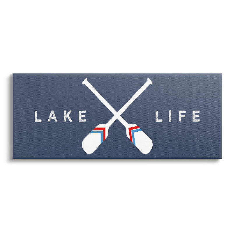 «Lake Life», art mural sur toile d'avirons rayés par Lil 'Rue, H 20 po x l 48 po x P 1,5 po