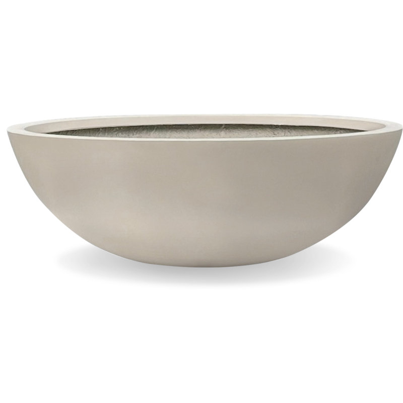 Grand pot de fleurs Kute Nest intérieur / extérieur en fibre de ronds D22 ", H 7,5 po x l 22 po x P 22 po, Taupe