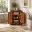 Armoire de rangement triangulaire brune avec tablettes réglables et armoire de plancher autoportante pour la cuisine domestique-130459248