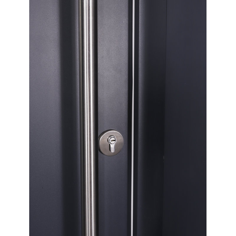 Argos Anthracite Zinc-Galvanized Steel Screen Door with Frosted Glass