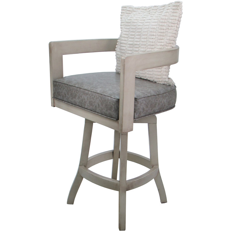 Megill Marble Vinyl - Cream Pillow, Extra Tall (34" Seat Height), Beige, Brown