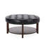 Élégante tablette ronde en similicuir avec capitonnage à boutons et tablette ouverte pour une utilisation polyvalente, 32,72 po x 17,39 po, tablette élégante en cuir noir, 17,39 po-335734019