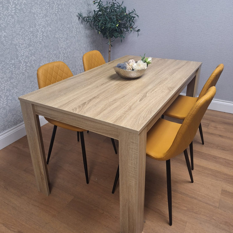 Haeli 4 - Person Dining Set, Mustard/Black