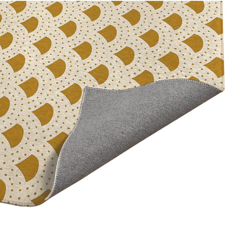 Tapis de cuisine à pois, Rectangle 5' x 7', Golden Ochre Geometric