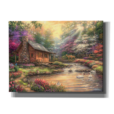 «Brookside Retreat» par Chuck Pinson - reproduction d'art sur toile tendue