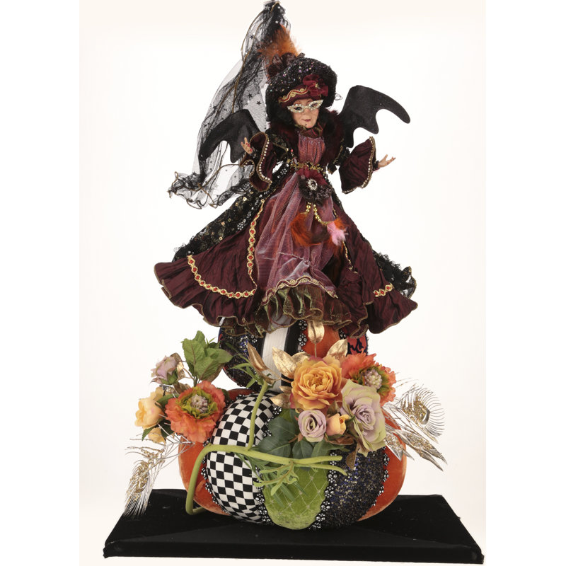 Fall Witch on Pumpkin Figurine