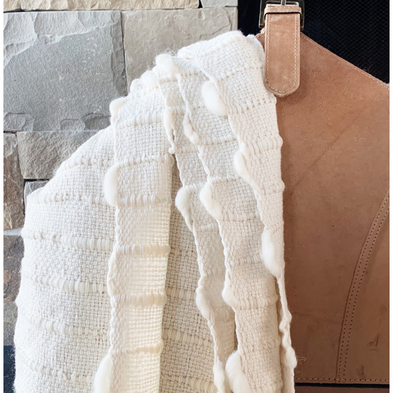 Pampa Hand Woven Throw Blanket, Ivory/Off White