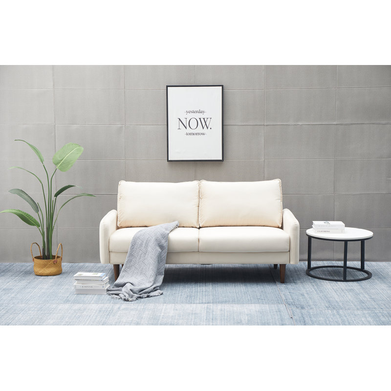 Estancia 72'' Velvet Sofa, Beige Velvet