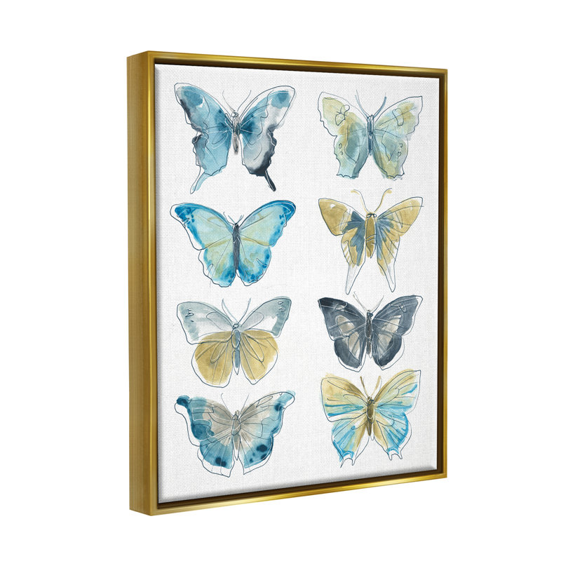 "Varied Butterflies Insect", art mural sur toile flottante par June Erica Vess, H 21 po x l 17 po x P 1,7 po