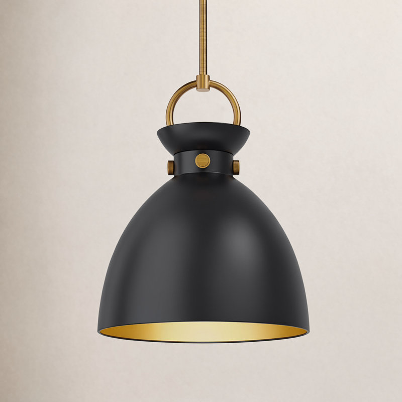 Tinka 1 - Light Single Pendant, Matte Black, 17.13" H x 14" W x 14" D, Aged Gold/Matte Black
