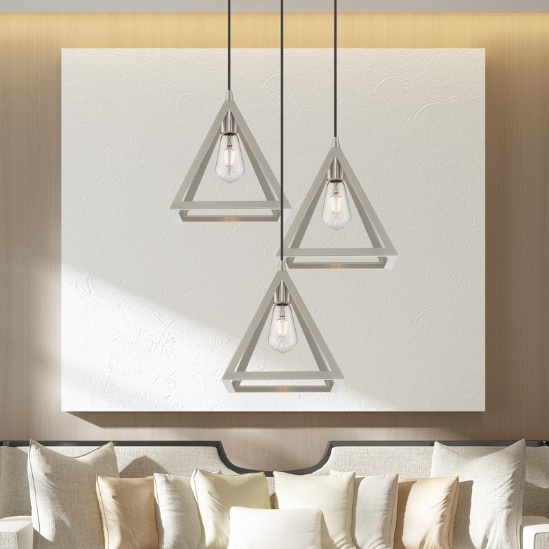 Luminaire suspendu géométrique à 1 lumière Avilez, Nickel brossé