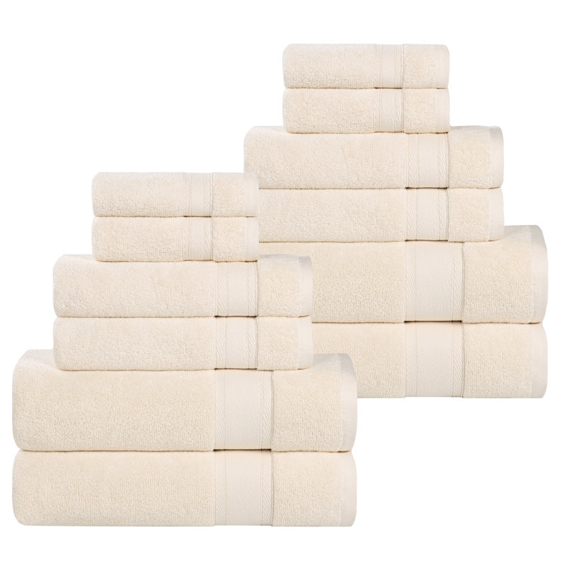 Coton absorbant doux Belmont, Ensemble de 12 serviettes, Ivoire ivoire