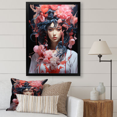 Portrait d'une femme asiatique rêveuse sur toile