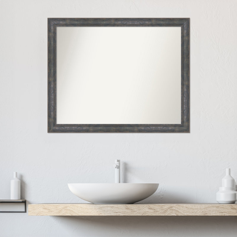 Earmon Solid Wood Frame Mirror, 25.25" x 31.25", Bronze, Rectangle