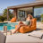 Alpine Large Outdoor Bean Bag Lounge Set With Matching Ottoman Pouf-1028726696