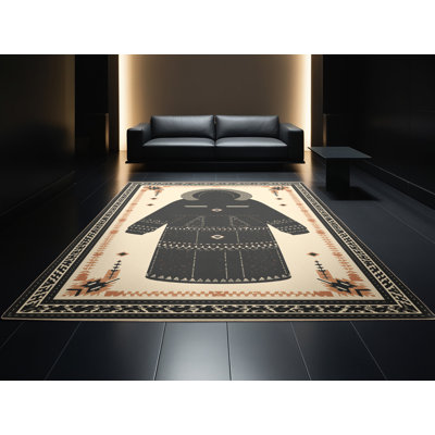 Tapis traditionnel lavable à la machine de style rétro Brentwood brun et beige