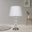 28.5-Inch Tall Metal Table Lamp With A Satin Nickel Finish, Incorporating A Spherical Design Element And A Linen Shade