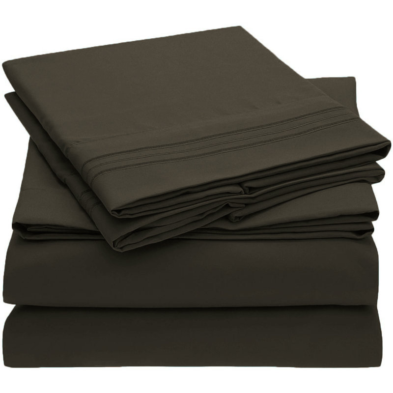 Microfiber Sheet Set, Queen Sheet Set with 2 Pillowcases, Brown