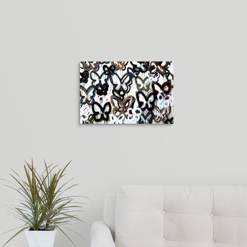 « papillon de fond ii », peinture sur toile, Toile tendue, H 12 po x l 18 po x P 1,25 po