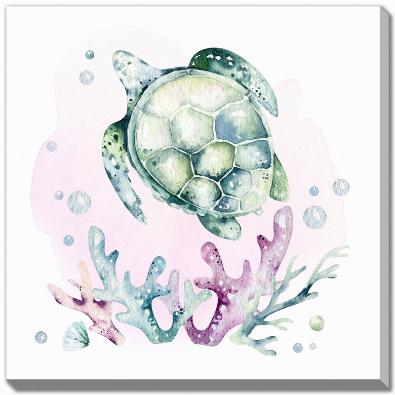 Tortue2, art mural sur toile, Sans cadre, H 24 po x l 24 po