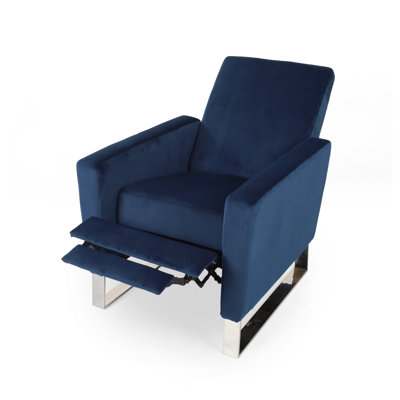 Arvin High-Leg Pushback Recliner in Blue Velvet