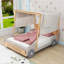 Lit plateforme en bois avec tablette et tête de lit Jacquleen-1051038365