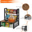 Organisateur de rangement pour sachets de thé à 3 niveaux, support à thé de bureau en fil métallique avec paniers en filet et plateau en bois, support à sachets de comptoir, support à compartiments multiples pour la cuisine, le café et le bureau