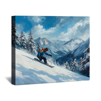 Snowy Mountain Skiing Canvas  Gallery Wrap in Many Sizes