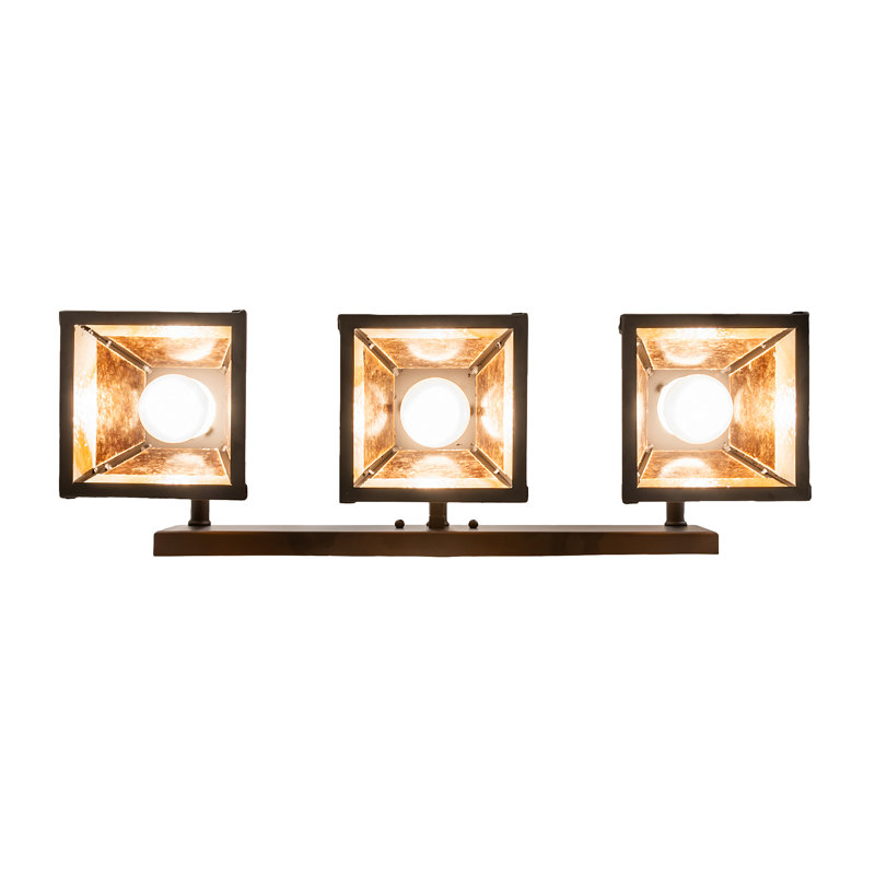 "T" Mission 3-Light Vanity Light, 10" H x 24" W x 8" D, Amber, Oil Rubbed Bronze