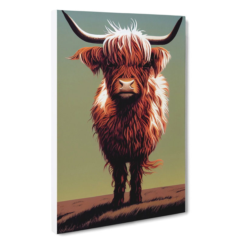 A Curious Highland Cow - Wrapped Canvas Print, 50cm H x 35cm W x 3cm D