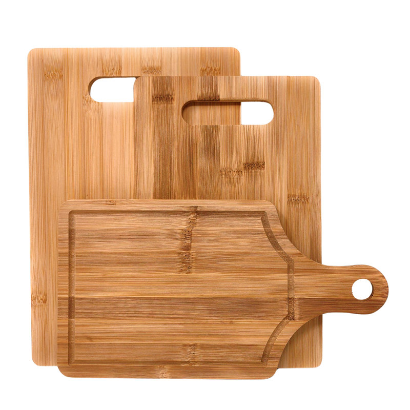 Versatile 3-piece Bamboo Cutting Board Set In Assorted Sizes With Two Boards And One Paddle Serving Platter Board For Kitchen, Home, Serving