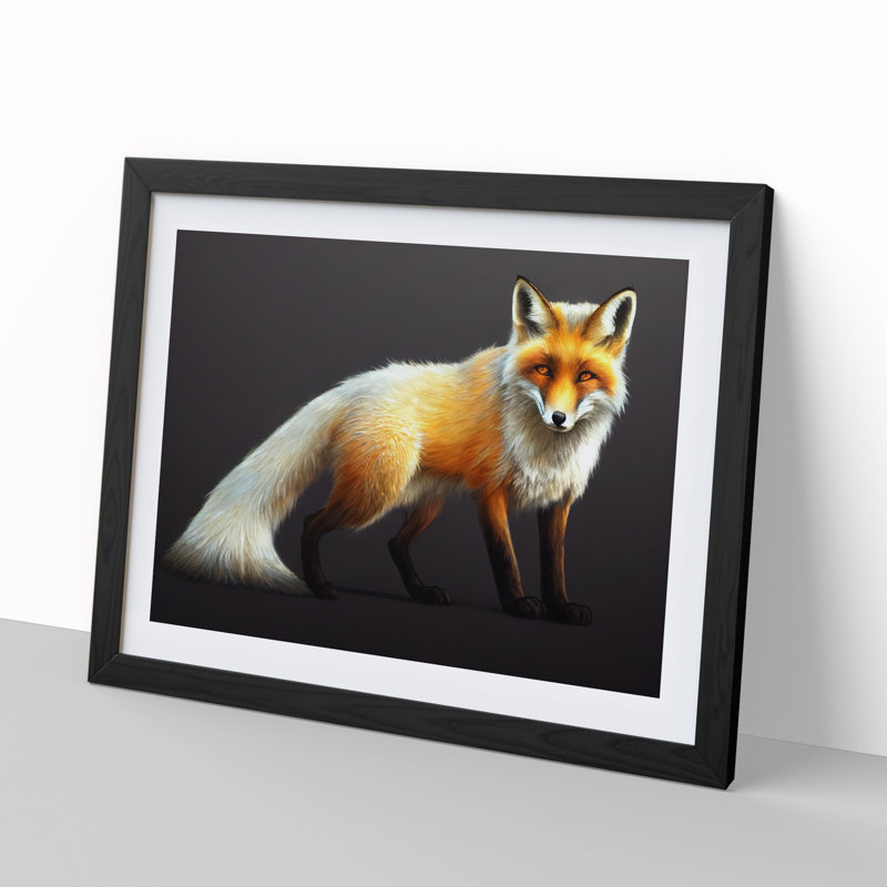Ingenious Fox - Single Picture Frame Print, Black, 46cm H x 64cm W x 2cm D