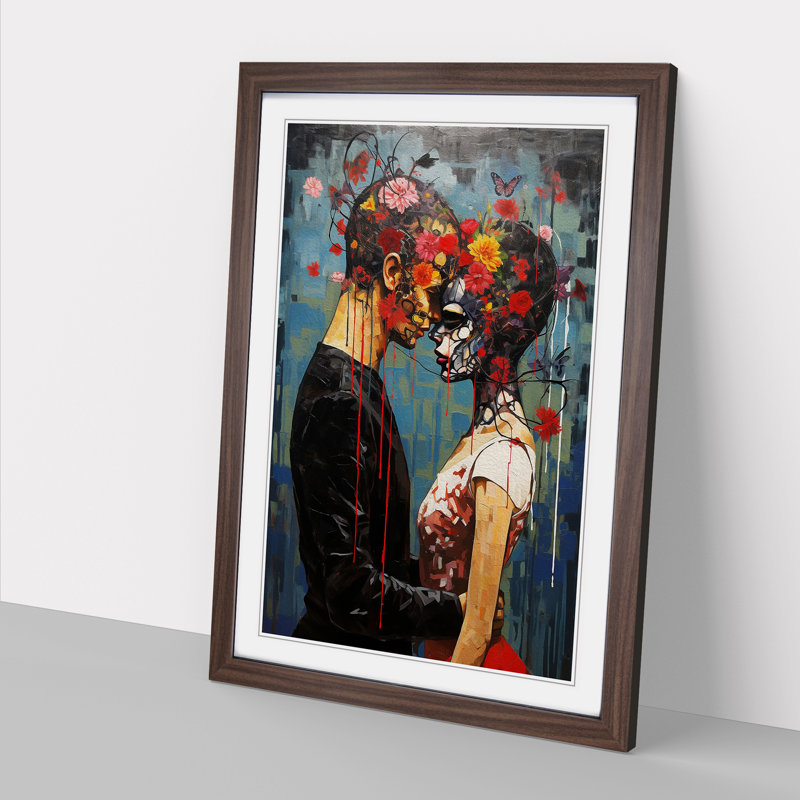 Lovers Contemporary - Framed Print, Walnut, 34cm H x 25cm W x 2cm D