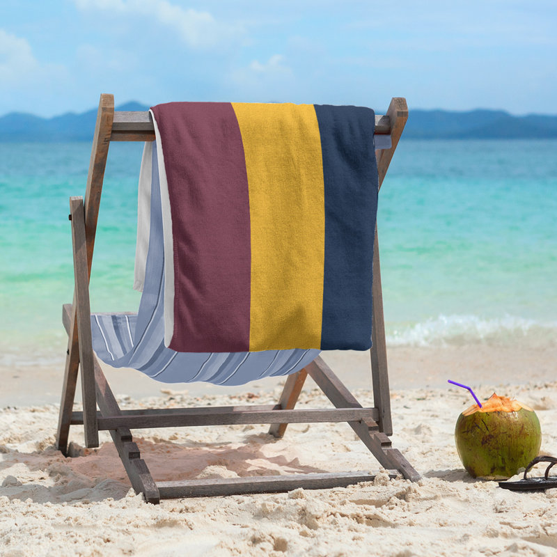 Lightweight Beach Towel, Wine/Gold/Navy Blue