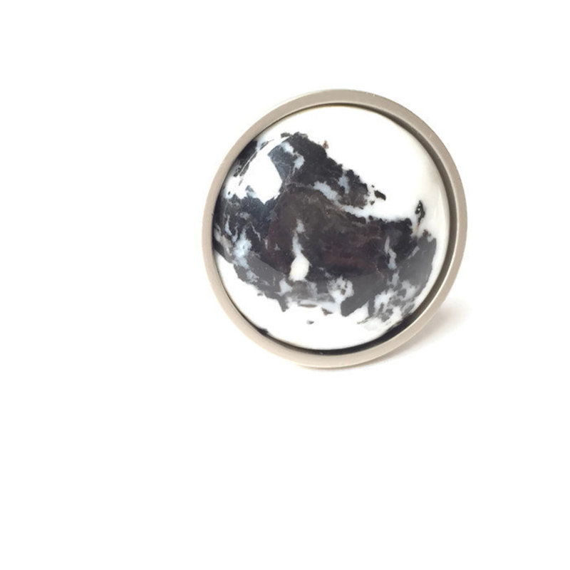 Poignée champignon 1,25 po de diamètre, Nickel satiné / noir / blanc
