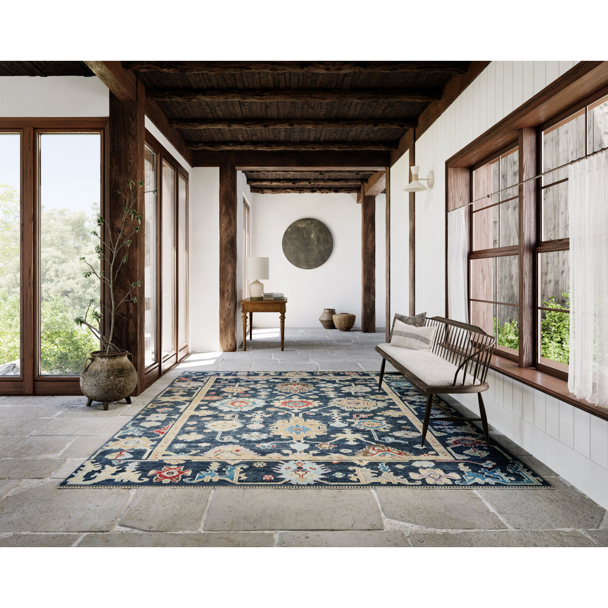 Ashley Stark Home Kali Hand Knotted Wool Oriental Area Rug in Navy ...