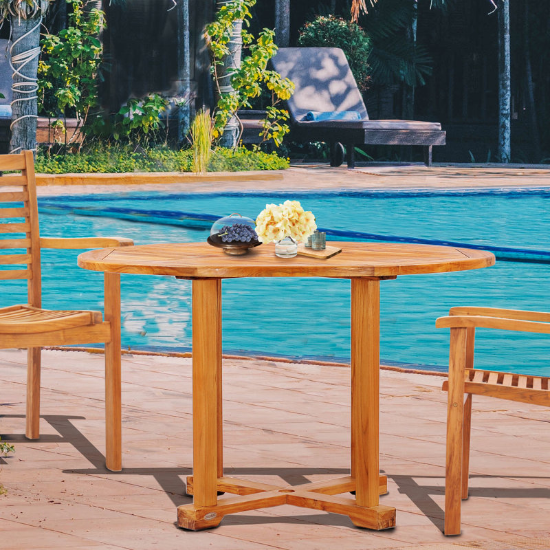 Hatteras Outdoor Round Teak Dining Table, 48"