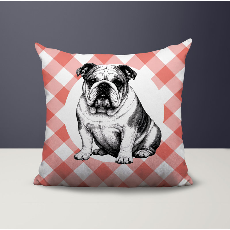 Oreiller réversible intérieur / extérieur Bulldog, 18x18, Pêche