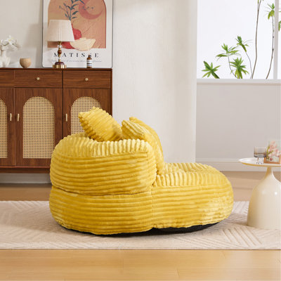 Fauteuil à billes, fauteuil à billes pour adultes, enfants, fauteuil à billes surdimensionné en velours côtelé avec 3 coussins et accoudoirs, fauteuil à billes et canapé paresseux avec rembourrage en mousse pour chambre à coucher