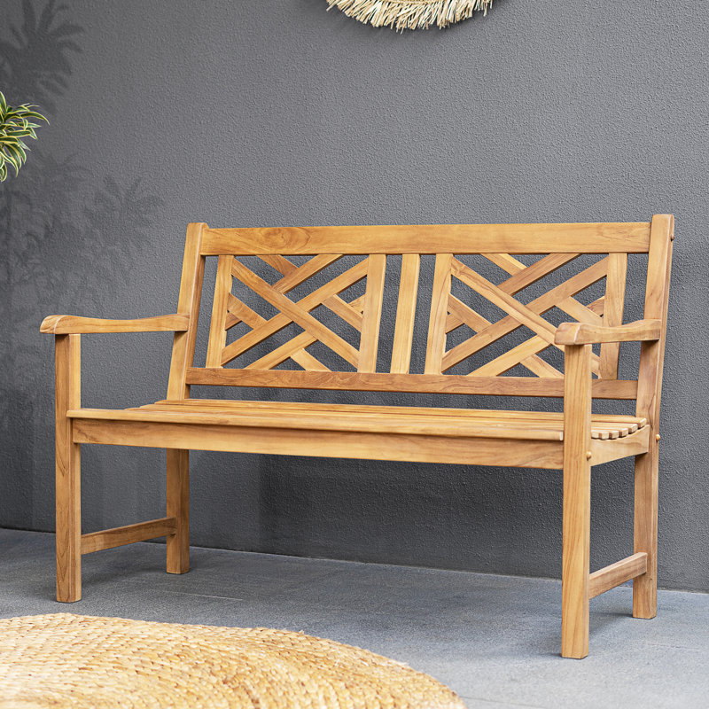 Banc de jardin d'extérieur en teck Schank, Naturel