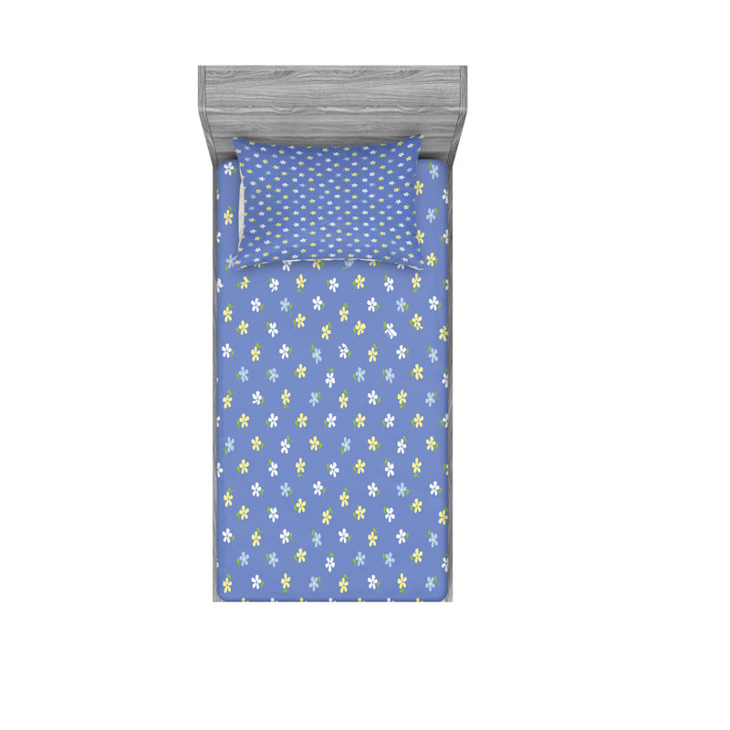 Microfiber Floral Sheet Set, Twin XL Sheet Set with Fitted Sheet
