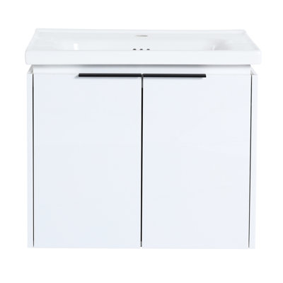 24 Inch Wall Mounted Bathroom Vanity - Sink With Pre-drilled Hole 24" Soft Close Hinges Enhancing Experience