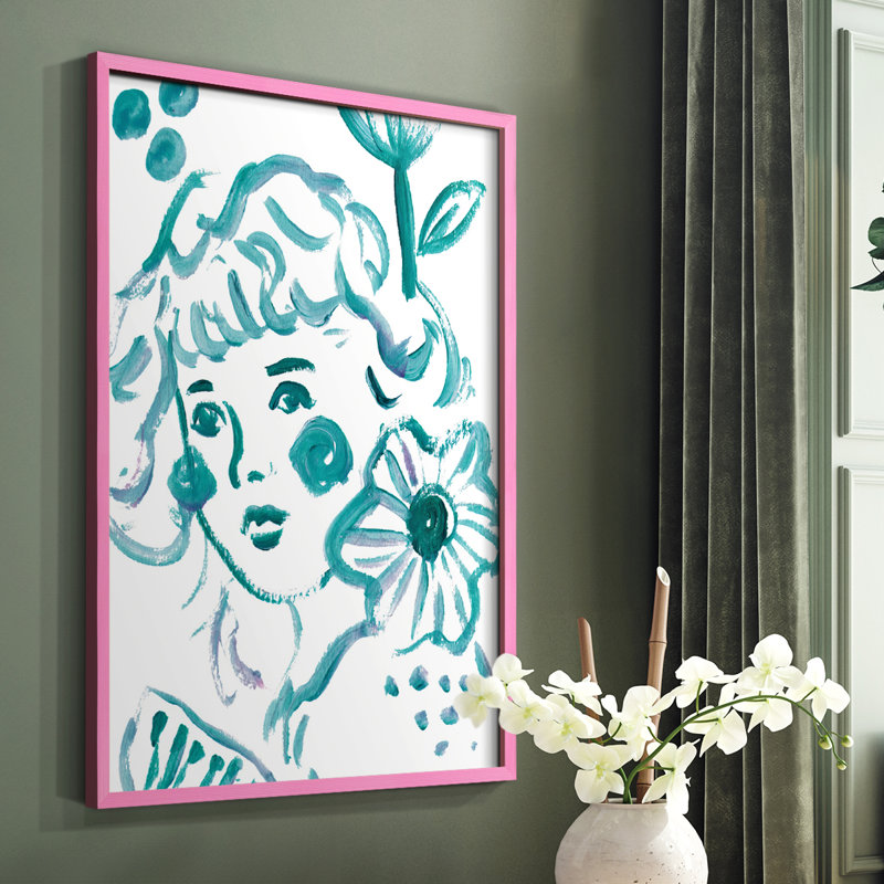 «Budding Flower II», reproduction encadrée - bois massif, H 10 po x l 8 po, Rose