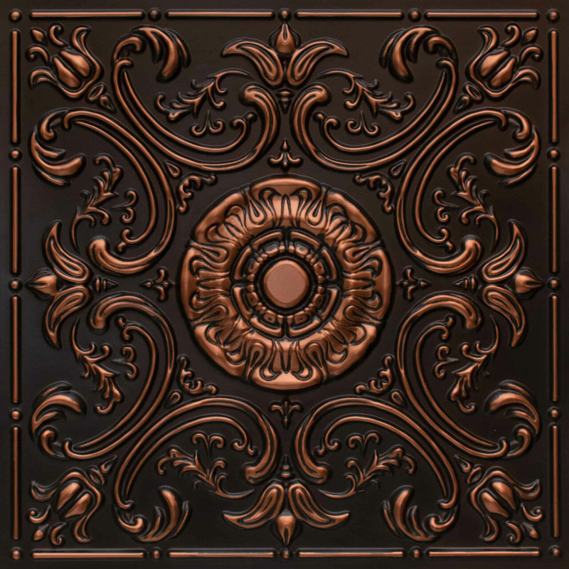 Venice Antique Brass 2x2 Faux Tin PVC Ceiling Tile