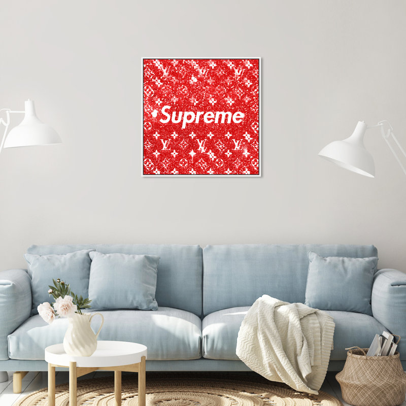 Red Tux Nights Red, Luxury Brands signe un art mural moderne sur toile rouge pour le salon, H 24 po x l 24 po