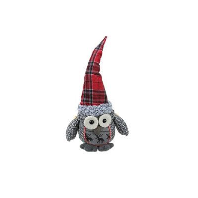 Figurine de table 16,75 "Hibou traditionnel rouge et gris
