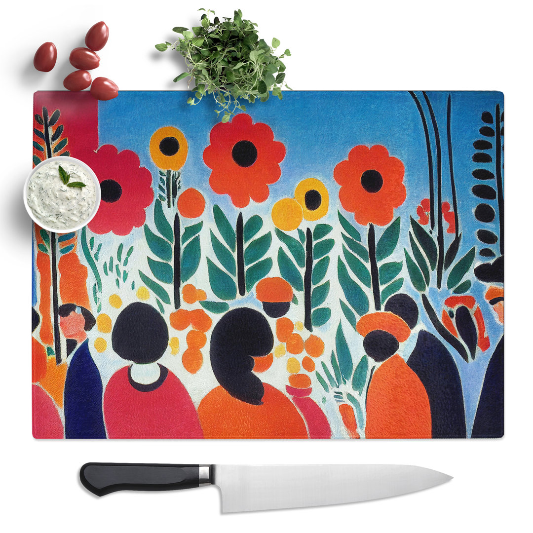 Abstract Flower Market  Glass Chopping Board