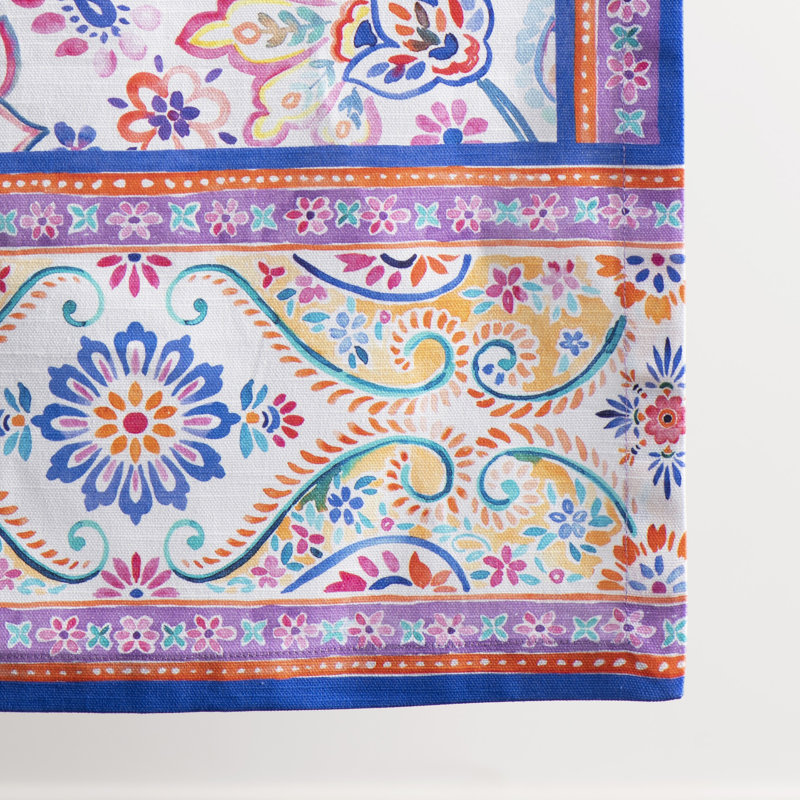 Maison D' Hermine Indian Floral 100% Cotton Table Runner Farmhouse Tabletop Cover For Home Kitchen Dining Décor Cocktail Parties Family Dinners Wedding Spring/Summer (Single Layer, 14.50"X108")