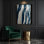 DiagonalStripes Maritime Blue Ivory Grey Canvas Wall Art