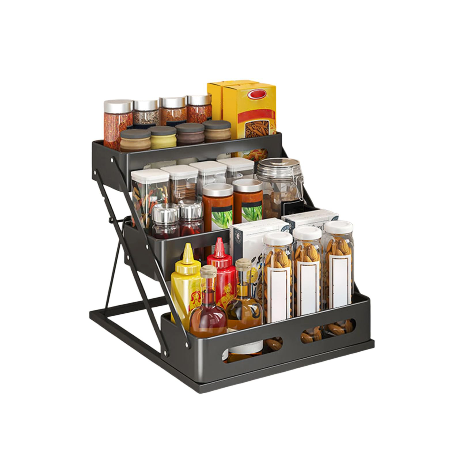 Latitude Run® Spice Rack For Countertop 3 Tier Foldable Seasoning ...